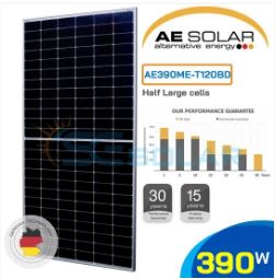 Tấm pin năng lượng mặt trời AE-SOLAR 390W - Chi Nhánh Đồng Nai - Công Ty TNHH Đầu Tư Và Thương Mại Năng Lượng Se Solar